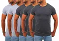 Young & Rich Herren Uni Basic T-Shirt mit Rundhals Ausschnitt einfarbig Stretch körperbetonte Dehnbare Passform 1701, Grösse:XXL, Farbe:3X Dunkelgrau Melange / 2X Grau Melange (5er Pack)