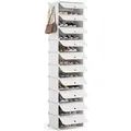 Mondeer Schuhboxen 10er Set Schuhregal Kunststoff DIY Schuhschrank Schuhablage Weiß - Weiß