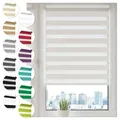 Doppelrollo Klemmfix ohne Bohren 30cm x 130cm Weiß Duo Rollo Klemmrollo Sonnenschutzrollo Fensterrollo für Fenster & Türen Zebrarollo Seitenzugrollo