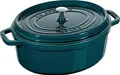 STAUB Cocotte, Gusseisen Bräter, Alle Herdarten inkl Induktion, Oval 33 cm, 6,7 L, Petrol-Blau