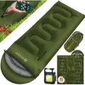 KESSER® Schlafsack Outdoor | Deckenschlafsack 3-4 Jahreszeiten | Camping-Sleeping-Bag für Erwachsene & Kinder | Leicht Tragbar Warm & Wasserabwei... - Grün