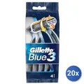 20X Paket Gillette Blue 3 X 4/6 Stk Rasierer Einmal