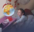 KR 2562 Kinderleuchtglobus: Globus für Kinder, 25 cm Durchm., Kartografie mit Abbildungen, rotes Kunststoffgestell