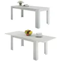 Ausziehbarer Esstisch Dkouamé, Ausziehbare Konsole Bis Zu 12 Sitzplätzen, Ausziehbare Konsole 100 % Made In Italy, Cm 160/210x90h75, Lärche Glänzend Weiß - Dmora