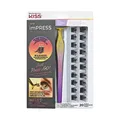 KISS imPRESS Falsies Press On Lashes "Spiky" Selbstklebende Wimpern 1-Step, Glam Volume, Schwarz, Kein Kleber erforderlich, Wimpernverlängerung DIY, 20 Wimpernbüschel & Applikator