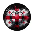 Fußball Georgien Magnet mit Flaschenöffner rund EM 2024 Fanartikel Landesfarben Rot-Weiß Sportlicher Ball-Flagge Magnet mit Flaschenöffner für echte Fußball-Enthusiasten