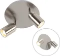 QAZQA - Modern Moderner BadSpot I Spotlight I Deckenspot I Deckenstrahler I Strahler I Lampe I Leuchte Stahl I Silber I nickel matt 2-flammig-flammig IP44 - Ducha - Stahl Rund - LED geeignet GU10