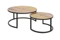 Licht-Erlebnisse Couchtisch DARWIN, 2er Set aus Rattan, Mango Holz Metall in Natur Schwarz rund
