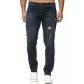 Reslad Destroyed-Jeans Reslad Jeans Herren Destroyed Slim Fit Herren-Hose Jeanshose Männer Destroyed Look Stretch Slim Fit Jeans blau 30
