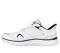 Skechers Track Ezral-Sneaker für Herren, Weißes Leder, schwarzes Netz-PU, 42 EU