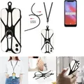 K-S-Trade 3in1 Handykette Handyband Handykordel Halsband Smartphone-Ring Handy-Ring kompatibel mit Vodafone Smart N10 Fingerhalterung Handyring - Schwarz