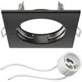 ledscom.de Deckeneinbaurahmen RIR Einbaurahmen schwarz matt eckig (LED/Halogen/GU10/MR16/PAR16/50mm) inkl. GU10 Fassung