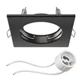 ledscom.de Deckeneinbaurahmen RIR Einbaurahmen schwarz matt eckig (LED/Halogen/GU10/MR16/PAR16/50mm) inkl. GU10 Fassung
