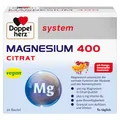Doppelherz system MAGNESIUM 400 CITRAT – Magnesium als Beitrag für die normale Funktion der Muskeln und des Nervensystems – 20 Portionsbeutel