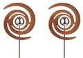 Kobolo Gartenstecker-Set FINJA, 148 cm, Metallstecker in Rostoptik mit Edelstahlkugel, stilvolle Gartendeko in Spiralform, Dekostecker für den Outdoorbereich