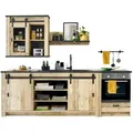 Furn.Design Küchenzeile, Natur, Anthrazit, Holzwerkstoff, Metall, Glas, Nachbildung,Nachbildung,Altholz, Holz Optik, einzeln stellbar,Zeile,Rechteckig, 264x200x64 cm, Küchen, Küchenzeilen & Küchenblöcke, Küchenzeilen ohne Geräte
