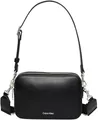 CALVIN KLEIN LV04F3165G Kameratasche für Damen, Gurtband, Doppelriemen, Crossover, Schwarz (Schwarz/Altsilber), Einheitsgröße, Schwarz (Schwarz/Altsilber), One Size