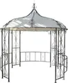 Pergola Almeria, Rundpavillon Garten Pavillon, stabiles Stahl-Gestell Ø 3m  creme