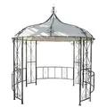 Mendler Pergola Almeria, Rundpavillon Garten Pavillon, stabiles Stahl-Gestell Ø 3m - Creme