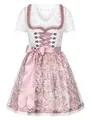 Steigenhöfer Manufaktur Dirndl Damen im Set - Oktoberfest Outfit - Enthält Kleid Bluse und Schürze - Midi Dirndl - 60cm Rocklänge - Glänzende Miederhaken und Perlen - Vicky - Grau/Rosa - 36