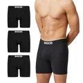 Snocks Lange Boxershorts Herren aus Bio-Baumwolle (3er Pack) - Atmungsaktiv und Ideal für Sport und Alltag - Kein juckendes Etikett und komfortabler Bund - Unterhosen Herren Gr.XL, Farbe Schwarz