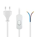Goobay 51349 Netzkabel 2 polig Stecker mit Schalter offene Kabelenden & Eurostecker Stromkabel 2 polig Kabel mit Stecker & Schnurschalter Weiß 1,5m
