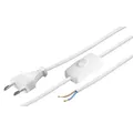 Netzkabel 1,5m weiss Euro-Stecker an offenes Ende mit Schnurschalter
