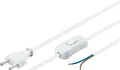 Netzkabel mit Schalter 1,5m Stromkabel Eurostecker Euro 8 Stecker weiß weiss
