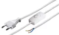 Euro-Netzkabel 2x0,75mm² 1,5m weiß mit Schalter und freien Kabelenden