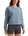 Damen SoftAura Oversized Sweatshirt Langarm Shirt Basic Workout Lässig Rundha...