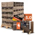 HEIZFUXX Holzbriketts PiniKay Octagon - Hartholzbriketts Palette 960 kg (96x10 kg) - Briketts mit Zugloch für Kamin, Heizkessel & Ofen - Schnell entzündbar, hoher Heizwert & geringer Aschegehalt