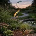 abc HOME | Gartenstecker Kranich | LED | Solarpanel | Lichtsensor | 114 cm H