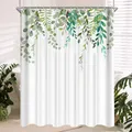 Duschvorhang 180x200 Antischimmel Textil Shower Curtains, Laub Wasserdicht, B...