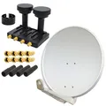 4 Teiln. Astra Hotbird DELUXE85 85cm Monoblock Quad LNB 0,1dB SAT Anlage Spiegel