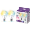 WiZ Smart LED A60 Bulb, Warm to Cool White, E27-Sockel, 60W, 806 Lumen, dimmbar, funktioniert mit Alexa, Google Assistant, und Apple HomeKit, 2er Pack