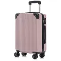 yonsly Premium Reisekoffer TSA-Schloss,YKK-Reißverschluss Hartschalen-Koffer Trolley Kabinenkoffer Rollkoffer Suitcase Handgepäck (Roségold, L) - Rosa