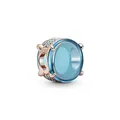PANDORA blaues Ovales Cabochon-Charm Blau mit 14 Karat rosévergoldete Metalllegierung und Kristalle Moments Collection