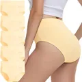 IceReco Damen Unterwäsche Bauchweg Unterhose Baumwolle High Waist Unterhosen 5er Pack Slip Sportunterwäsche Schlüpfer Panties Briefs Underwear Stretch Atmungsaktiv Weich Hautfarben M