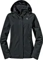 Schöffel Damen Jacket Gmund L, wind- und wasserdichte Regenjacke, atmungsaktive Outdoor Jacke, Wanderjacke mit verstaubarer Kapuze, black, 36