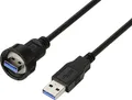 USB 3.0-Stecker auf Stecker, IP67 (Gewinde), Kabel 0,5m TC-E13T-MU3-MWA/NWA-0.5PV-S Wasserdichtes Kunststoffkabel TC-13543560 TRU