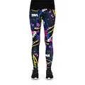 cosey - Neon Line Leggings - knallige Farben- in verschiedenen Leuchtend bunten Designs (Einheitsgröße) (Pop Scribble)