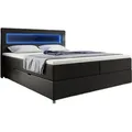 Boxspringbett Relax mit LED, Stauraum und USB-C Schwarz 180x200 H3 (70-100kg)