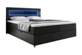 Luxusbetten24 Boxspringbett Relax 180x200 mit LED, Stauraum und USB-C | Bezug: Kunstleder | Farbe: Schwarz | Härtegrad: H3 (70-100kg)