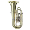 F-Tuba 3/4 Größe Messing Klarlack, 5 Ventile, 19-21mm Bohrung, 420mm Schallbecher, inkl. Mundstück & Hardcase - Ideal für Marschmusik, Musikvereine & Schulen, Leichte Ansprache
