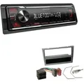 Kenwood KMM-BT209 1-DIN Autoradio Bluetooth USB AUX-In Short Body mit Einbauset für Opel Corsa C 2000-2004 aluminium