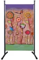 QUICK STAR Paravent Outdoor Wetterfest 180 x 78 cm Retro Flowers | Raumteiler Stellwand Innen | Garten & Balkon Sichtschutz Blickdicht