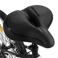 TONBUX Fahrrad Sattel Breiter Fahrradsattel, Atmungsaktiv Bequem Weich Für Damen Herren Schwarz