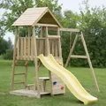 Wendi Toys Kinderspielhaus, Kletterturm "Pelikan" mit Rutsche, Kletterwand, Sitzecke und Schaukel,holz / gelb,