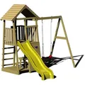 Wendi Toys - Kinderspielhaus, Kletterturm 'pelikan' Mit Rutsche, Kletterwand, Sitzecke Und Schaukel, Holz / Gelb
