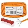 PremiumX 25m CAT 7 Netzwerkkabel Simplex LAN-Kabel Ethernet Datenkabel S/FTP PiMF Eca Cat7 Cat.7 inkl. Entmanteler